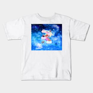 Rainbow Space Animals Blue Night Sky Kids T-Shirt